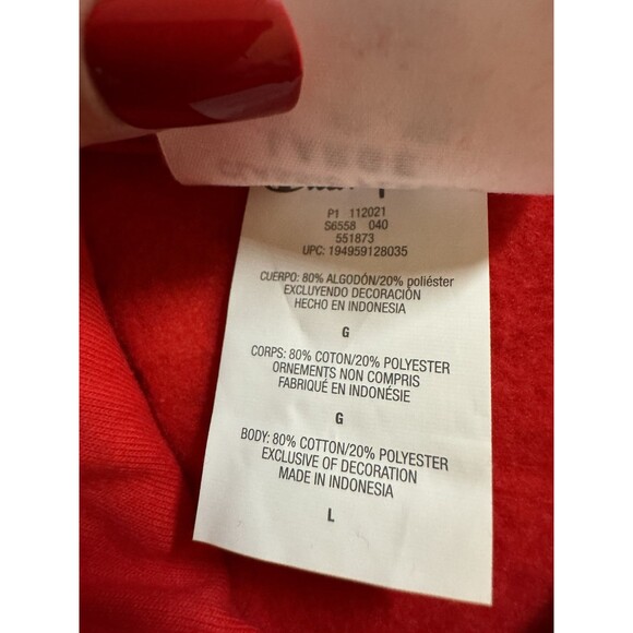Champion Hoodie Men Large Red  C Logo Sweatshirt  Pullover Classic Excellent L - Picture 6 of 7